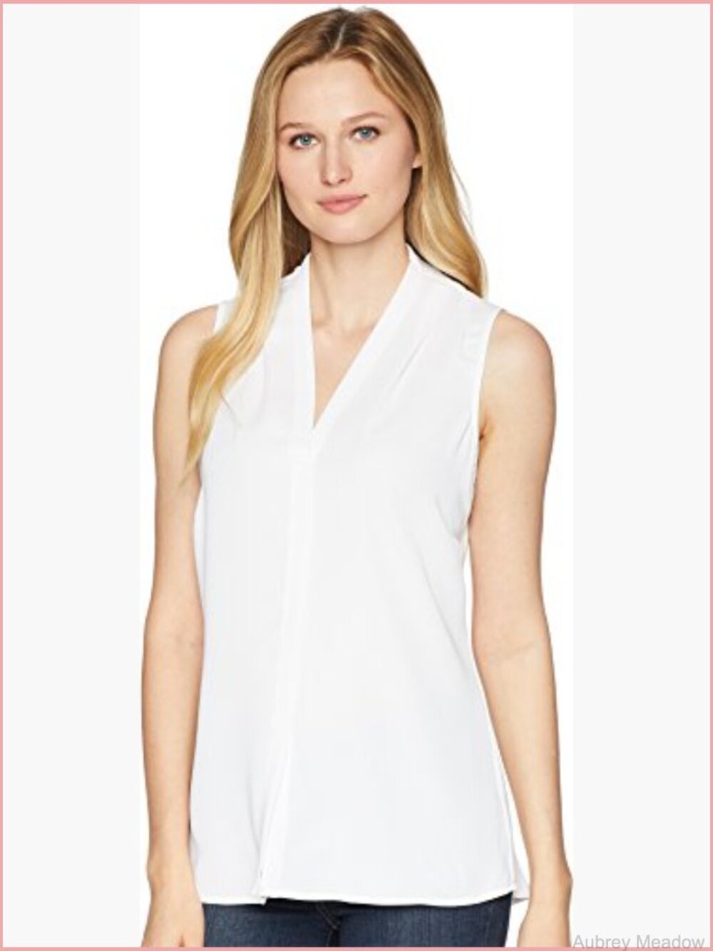 V-Neck Sleeveless Blouse, Relaxed Fit, Woven Polyester, Office to Happy Hour - Picture 5 of 6